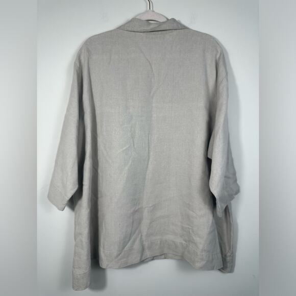 Bryn Walker Tan 100% Linen 3/4 Sleeve Lagenlook Jacket Size XL EUC Tunic - Picture 2 of 6